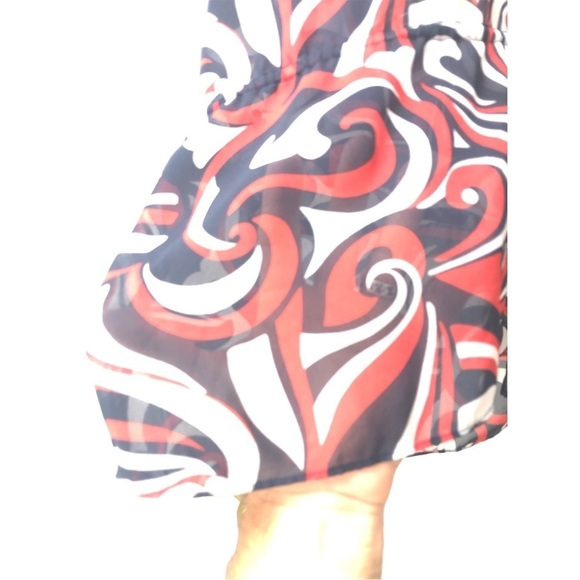 Chaps Retro Sheer Layer Blouse Y2K Bold Artsy Sophisticated Pull Tie Waist 2X - Picture 9 of 9